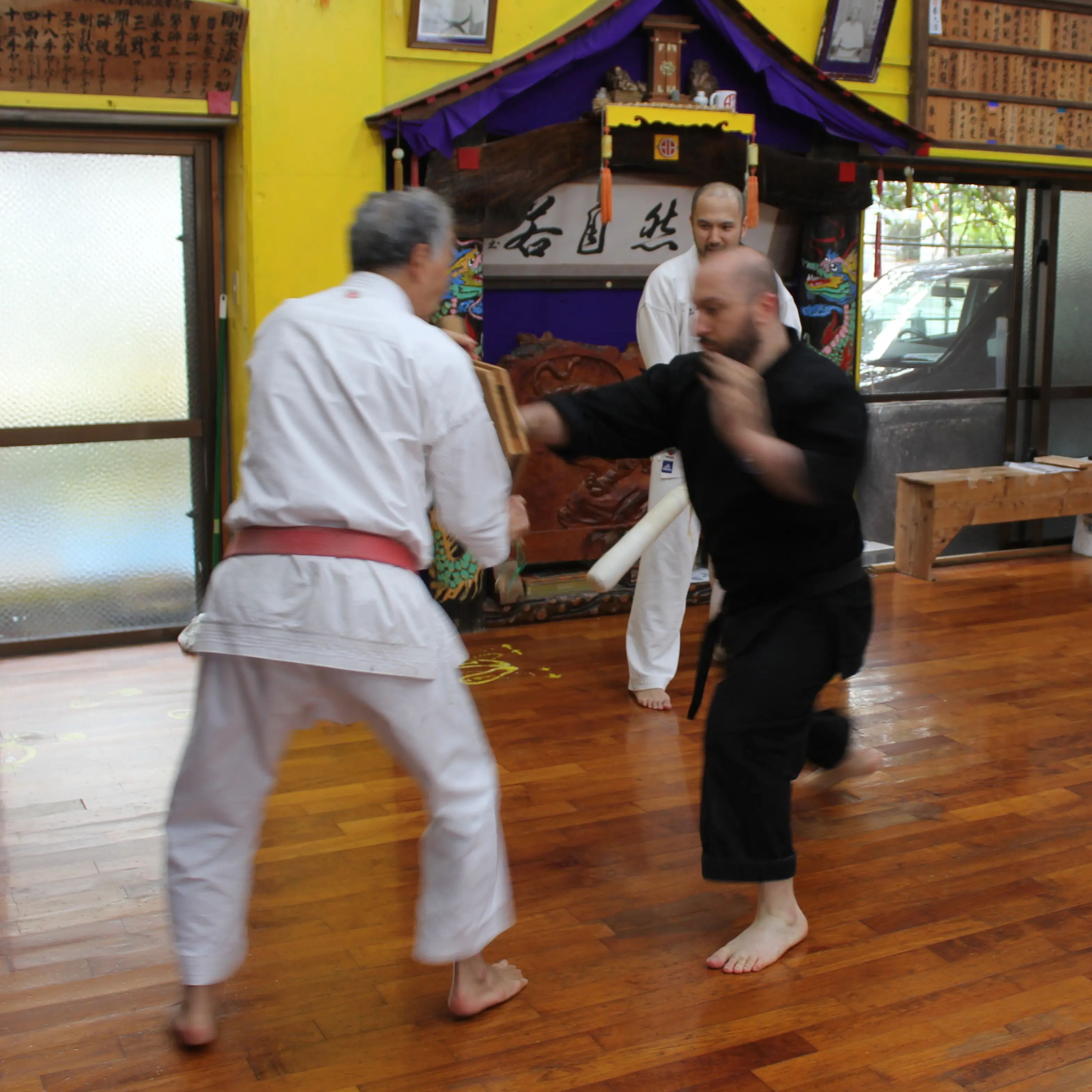 Olgun Tiltay studying reverse punch in Okinawa with Tetsuhiro Hokama Sensei [10th Dan] Gojuryu Karate